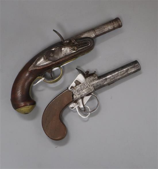 Two incomplete flintlock pistols (a.f.)